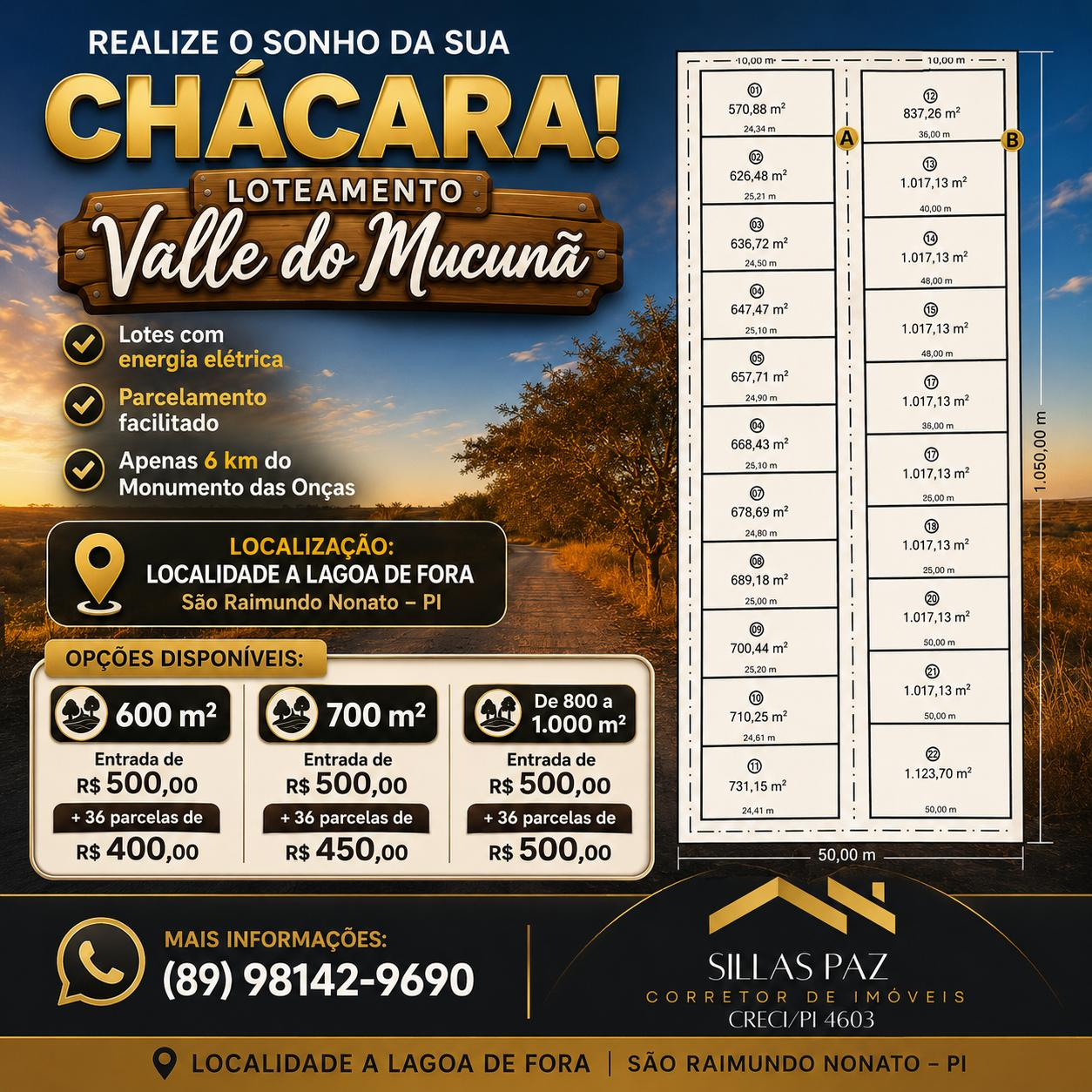 Chácaras no Loteamento Valle do Mucunã